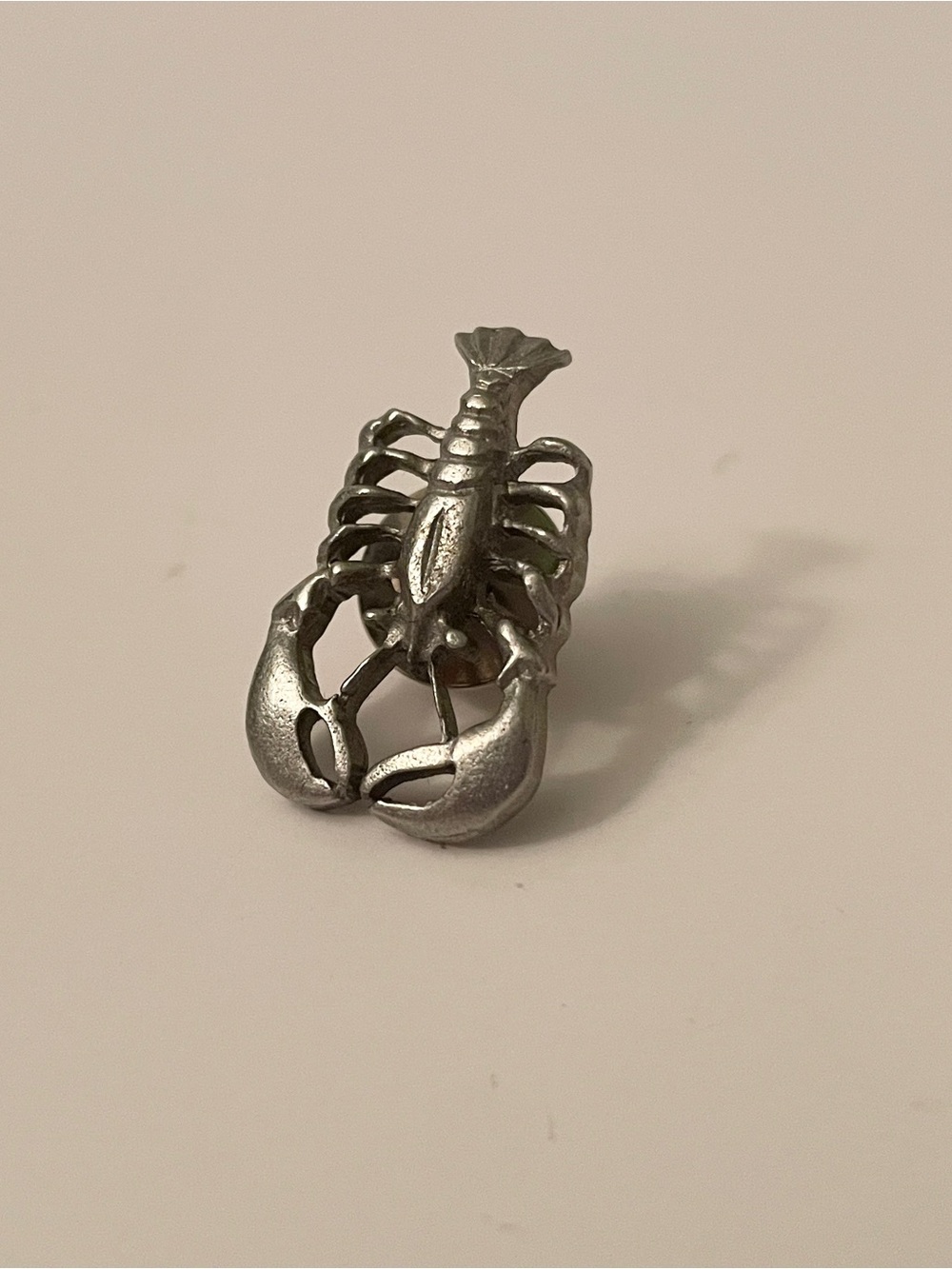 Vintage Pewter Lobster Lapel Pin Silver Tone Sea Life Crustacean Tie Tack⁠ - Picture 2 of 15